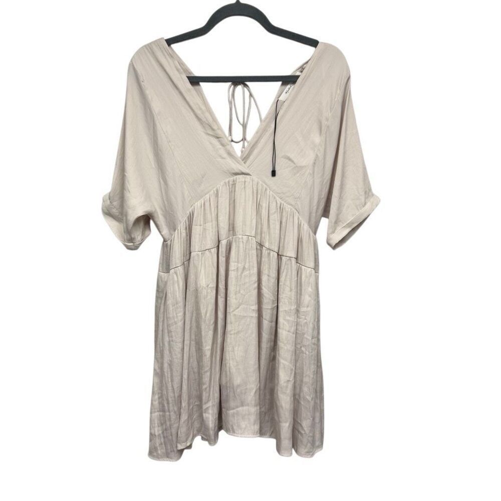 Mustard seed beige satin mini dress size small